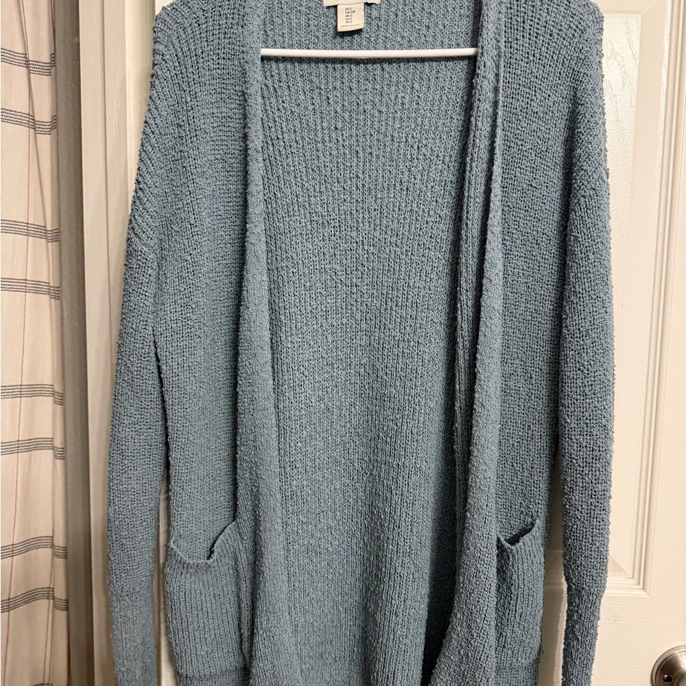 Rachel Zoe Open-Front Light Blue Knit Cardigan with Pockets